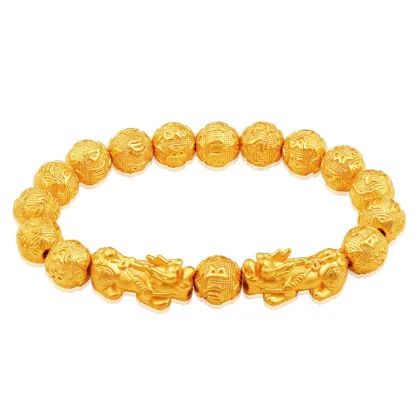 High-Quality Gold-Plated Mens' Luck, Wealth & Pixiu Bracelet: A Unique Feng Shui Jewelry Gift