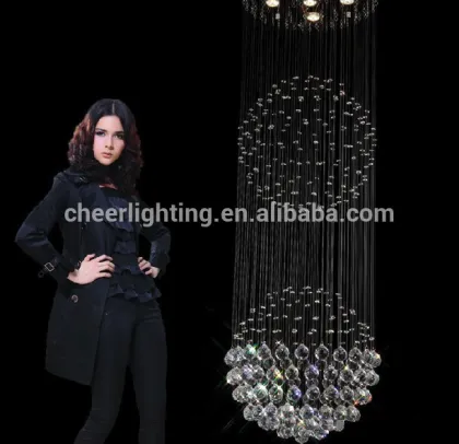 Modern Line Crystal Sphere Globe Chandelier Stair Crystal Chandelier Villa Chandelier