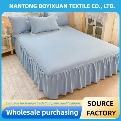 Milk Blue Solid Color Bed Sheet Cover