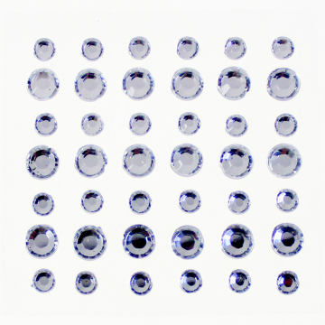 Self Adhesive Round Silver Gemstone 42-count