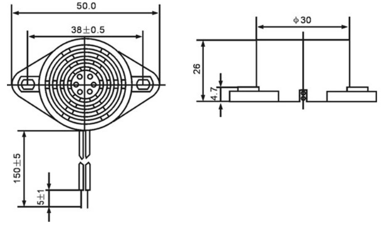 30x26mm Piezoelectric Buzzer 3V 85dB 30mA 2400Hz