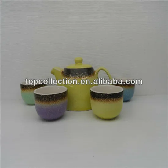 ceramic yellow tea set popular imports in 2013 new design