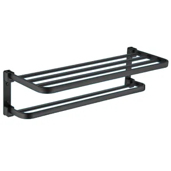 Gun Grey Wall-Mounted Hotel Bathroom Accessories: Stainless Steel Towel Racks and Rails