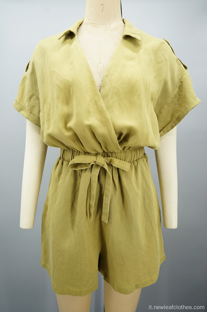 Women Summer Elastic Short Short Short-V-Neck Wrap turista