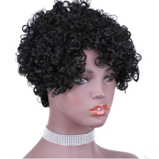 Short Kinky Curly Human Hair Wig,  Pixie Cut Human Hair Wigs For Black Women 100% Brazilian Virgin hair bobo wig