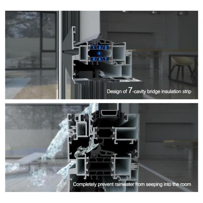 Janela de abertura interna de alumínio de alto desempenho 95