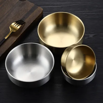 Korean Double Layer Cold Noodle Bowl - 304 Food Grade Stainless Steel Household Anti-Scalding Bowl