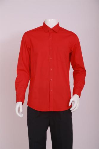 남자 사업 캐주얼 긴 소매 셔츠 빨간색
