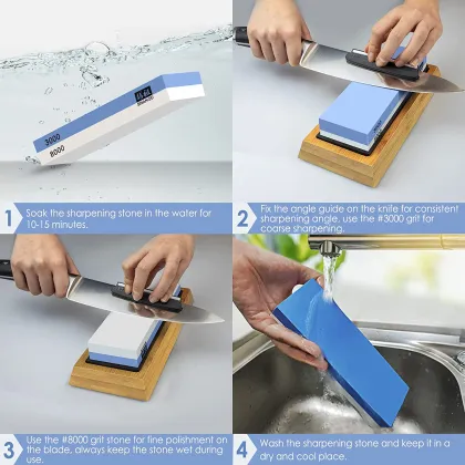 Professional 4-Grit Sharpening Stone Set: Whetstone for Precise Knife Edge Sharpening