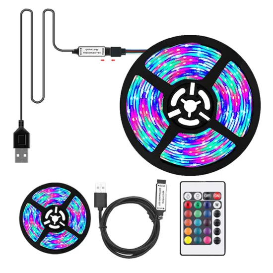 DC5V USB LED Strip Lights, SMD 2835 RGB TV Background Lighting: 1M, 2M, 3M, 4M, 5M Lengths Suitable for Hisense 58-inch TVs