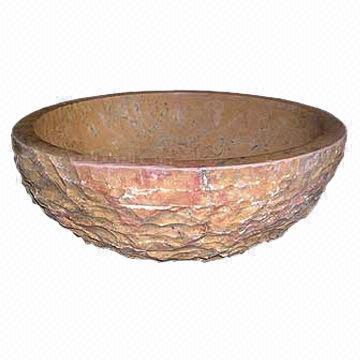 Pink Rough Face Marble Wash Basin, Made of 100% Natural Marble