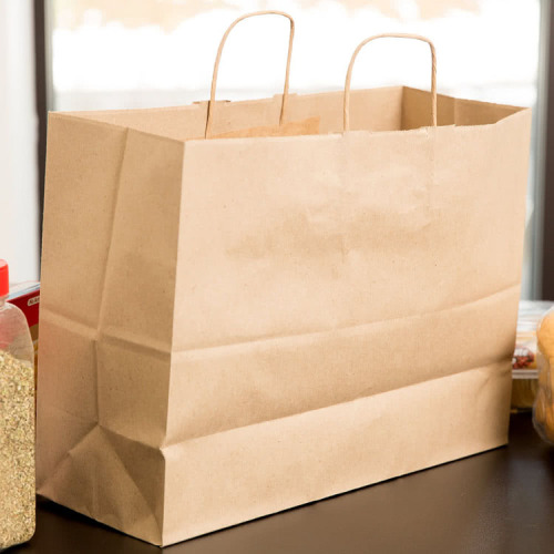 Wholesale Flat Kraft Paper Shopping Bag with Loop Handle