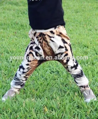 CL12 Winter baby boys and girls plus velvet harem pants tiger print pants