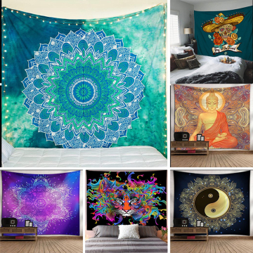 Multi-Color Mandalas: Customizable 3D Printed Bohemian Wall Hanging in Large Size, Made of 100% Polyester Fabric
