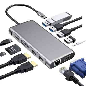 12-in-1 USB C Hub: Docking Station with DisplayPort Adapter