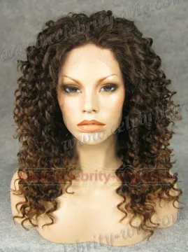 Brown Ombre Blonde Bounce Curl Rihanna Synthetic Lace Front Wig