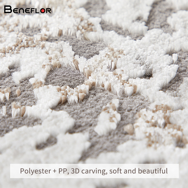 Modern Soft Carpets in Beige and Warm Grey for Living Room Décor - Size 8x11, 240x330