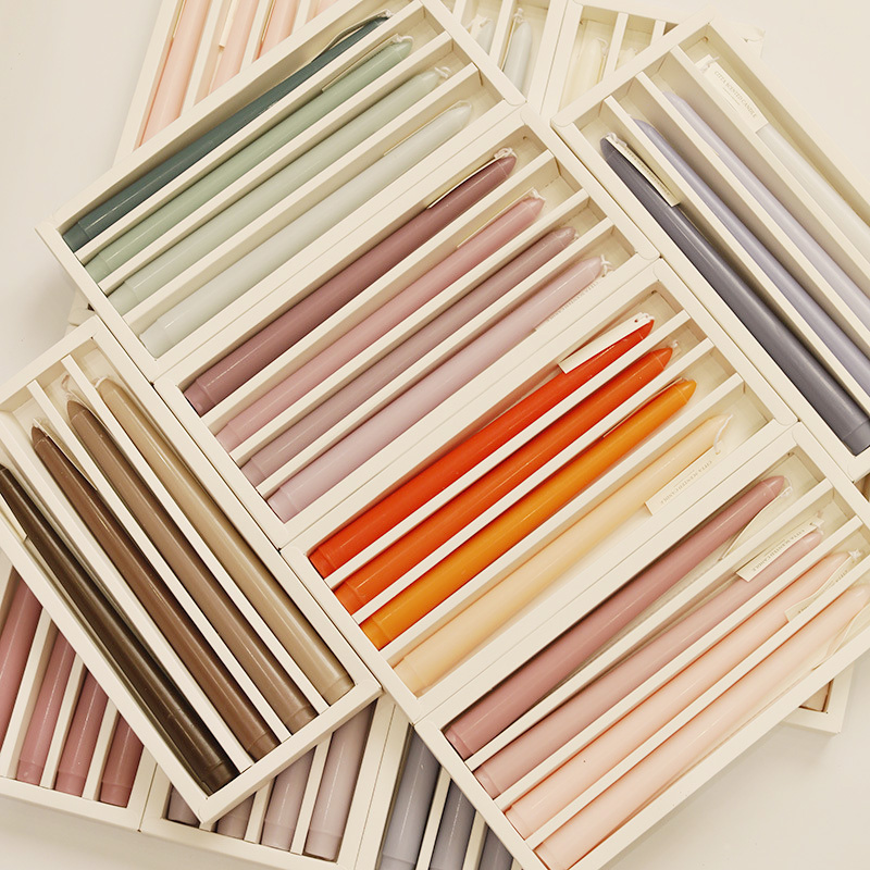 4pcs каляровыя вячэры Канічныя свечкі на вясельныя Каляды