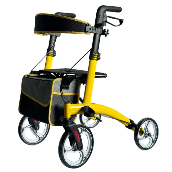 Folding Aluminum Alloy Rollator Walker with Seat for Travel and Shopping