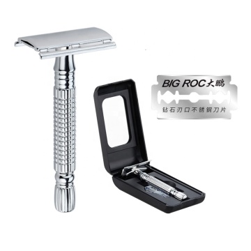 Travel Box Packing: Traditional Men's Shaving Kits Including Zinc Alloy Double-Edge Razors with Blades