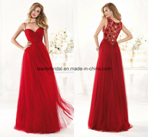 Sheer Party Fashion Gowns Red A-Line Prom Ladies Dresses Z1065