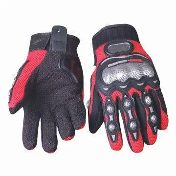 Motorcycle Gloves, Rubber Paton, Imitation Carbon Fiber Protector, Colors Black/Red/Blue