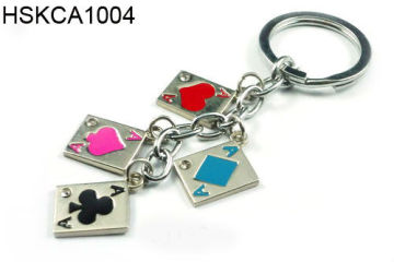 Fashion Metal Enamel Poker Charms Keychain