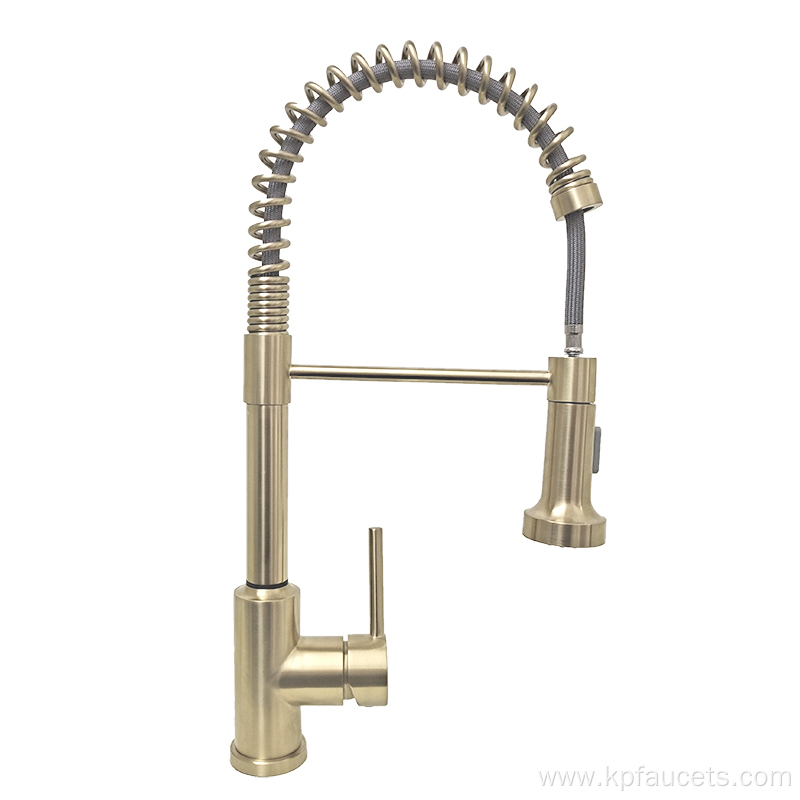 Electroplate Brushed Gold Pull Down Faucet