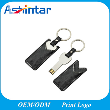 Metal USB Stick Flash Disk Key Shape USB Flash Memory Leather USB Flash Drive
