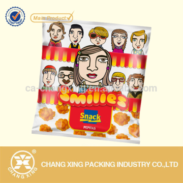 Fashion design food grade pet snack/banana chips/nuts/milk candy plastic packing bags (up to 10 colors)