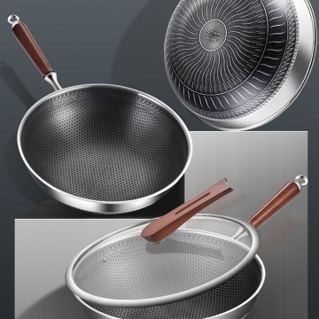 Maxcook 316 Wok ze stali nierdzewnej ze szklaną pokrywką