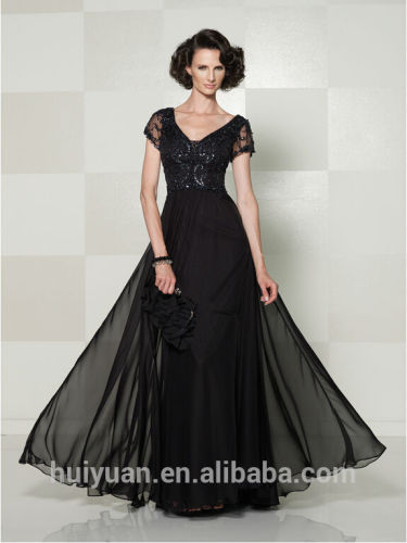 4 colors flowing chiffon lace beaded mother dress evening gown