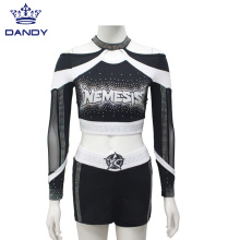 Oanpaste goedkeap rhinestones cheerleader unifoarm foar famkes