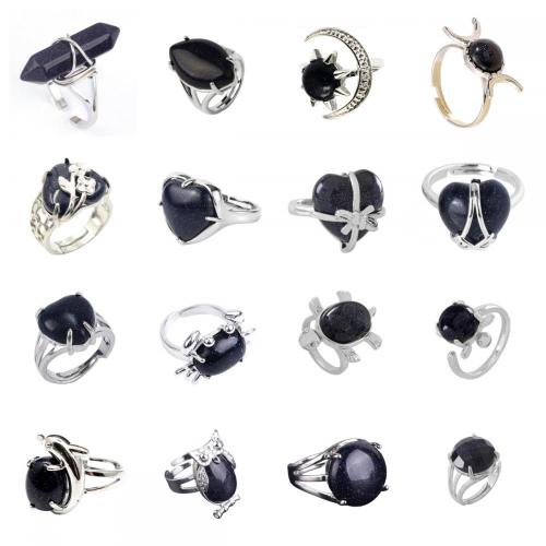 Berbagai macam cincin manik -manik goldstone biru cincin bentuk burung hantu untuk wanita cincin jantung goldstone untuk wanita perempuan pernikahan cincin yang bisa disesuaikan