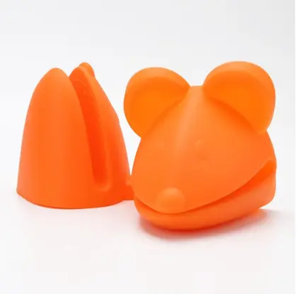 Cartoon Design Orange Fox Head Silicone Glove Mitten