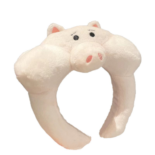 Pink piggy fluffy girl face wash headband