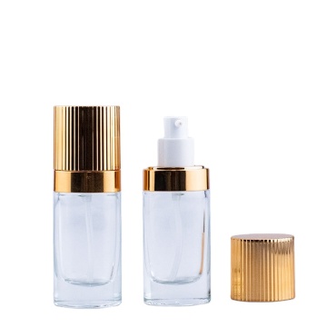 Luxury Square Pump Bottle, 30ml Liquid Foundation Glass Bottle with Frosted Finish and Matte White Pump