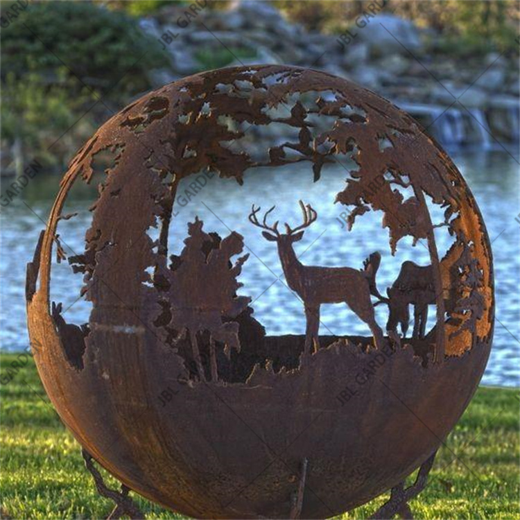 Plasma Metal Sphere Corten Steel Fire Ball