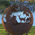 Plasma Metal Sphere Corten Steel Fire Bola