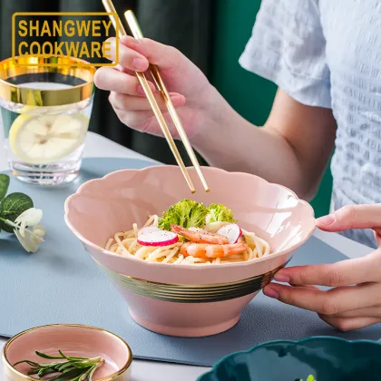 Golden Ring Pattern Noodle Soup Rice Bowl Household
