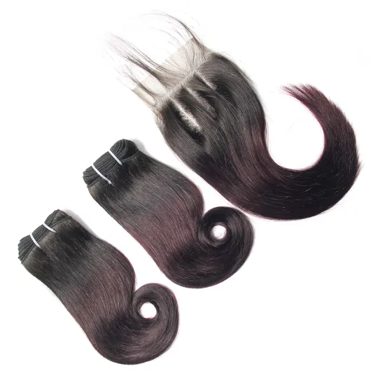 1b/99j color virgin human hair extension omber brazilian hair bundles with closure
