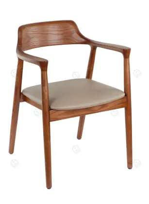 Design leather cushion solid wood chairs