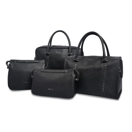 Sacs à bandoulière quotidiens en cuir grainé pour femme, loisirs, noir