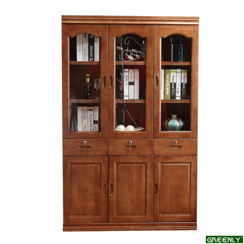 Vintage Wooden Bookcase with Cabinets