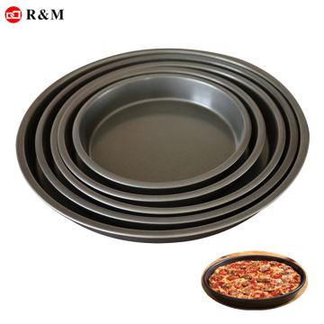 Round Oval Aluminum Pizza Dough Trays 18in with Slice Stand & Carbon Steel Pizza Pans 6in to 16in