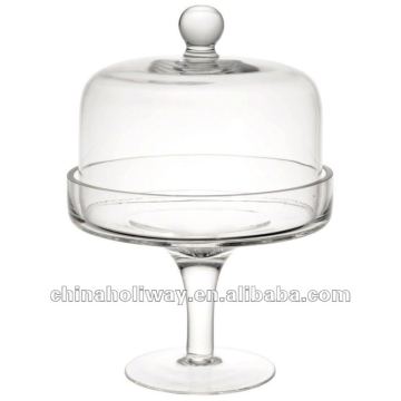 Small glass bell jar, pedestal cake dome glass