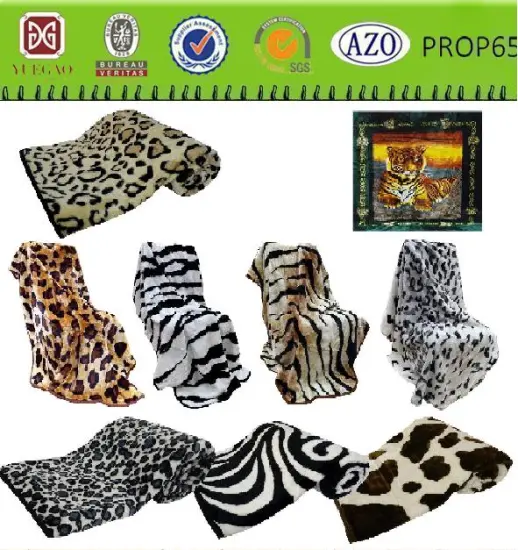 Faux fur fleece blanket Animal Skins thick mink fleece blanket adult blanket
