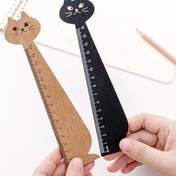 Cartoon Cat Wooden Ruler - 15cm Student Office Stationery