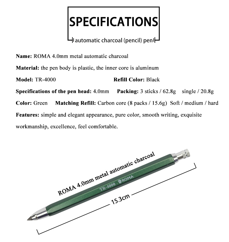 4mm Mechanical Pencil Sketch Drawing Art Pencil Automatic Charcoal