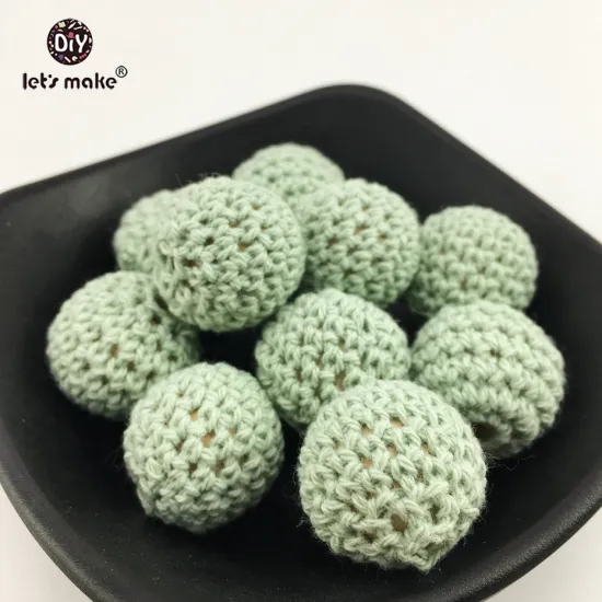 Let's make Crochet Beads 16mm 10pcs Wooden Teether BPA Free Diy Baby Nursing Teething Necklace Beads Handmade Baby Teether